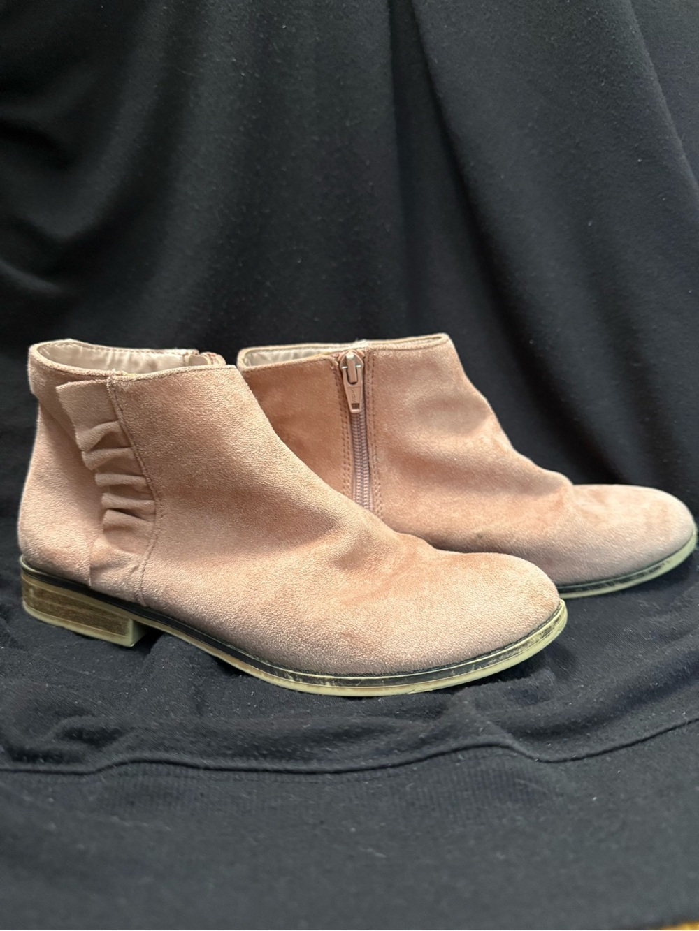 Cat & Jack Girls' Pink Suede Ankle Boots with Side Zipper
